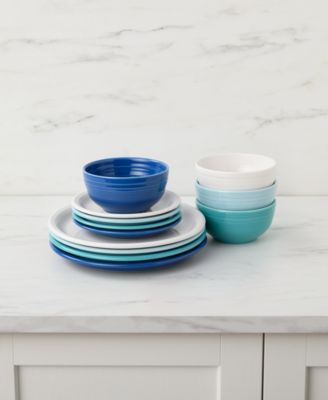 Mixed Coastal Blues Bistro 12 Pc. Dinnerware Set, Service for 4