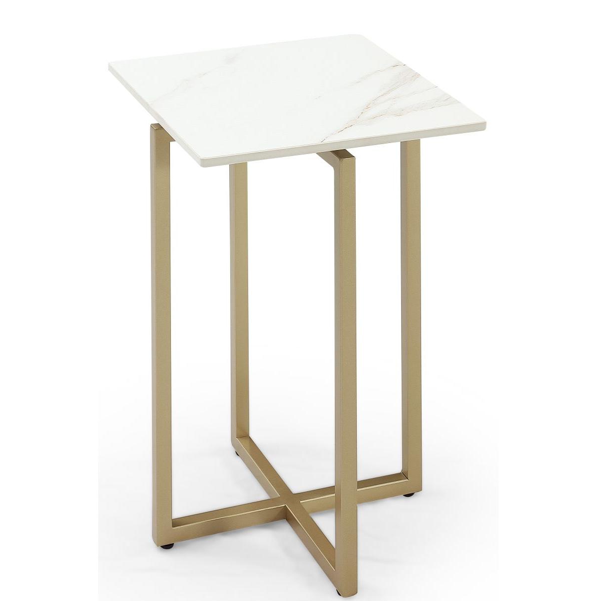 MACY'S EMILA 14" SQUARE SINTERED STONE MIX AND MATCH MARTINI TABLE 