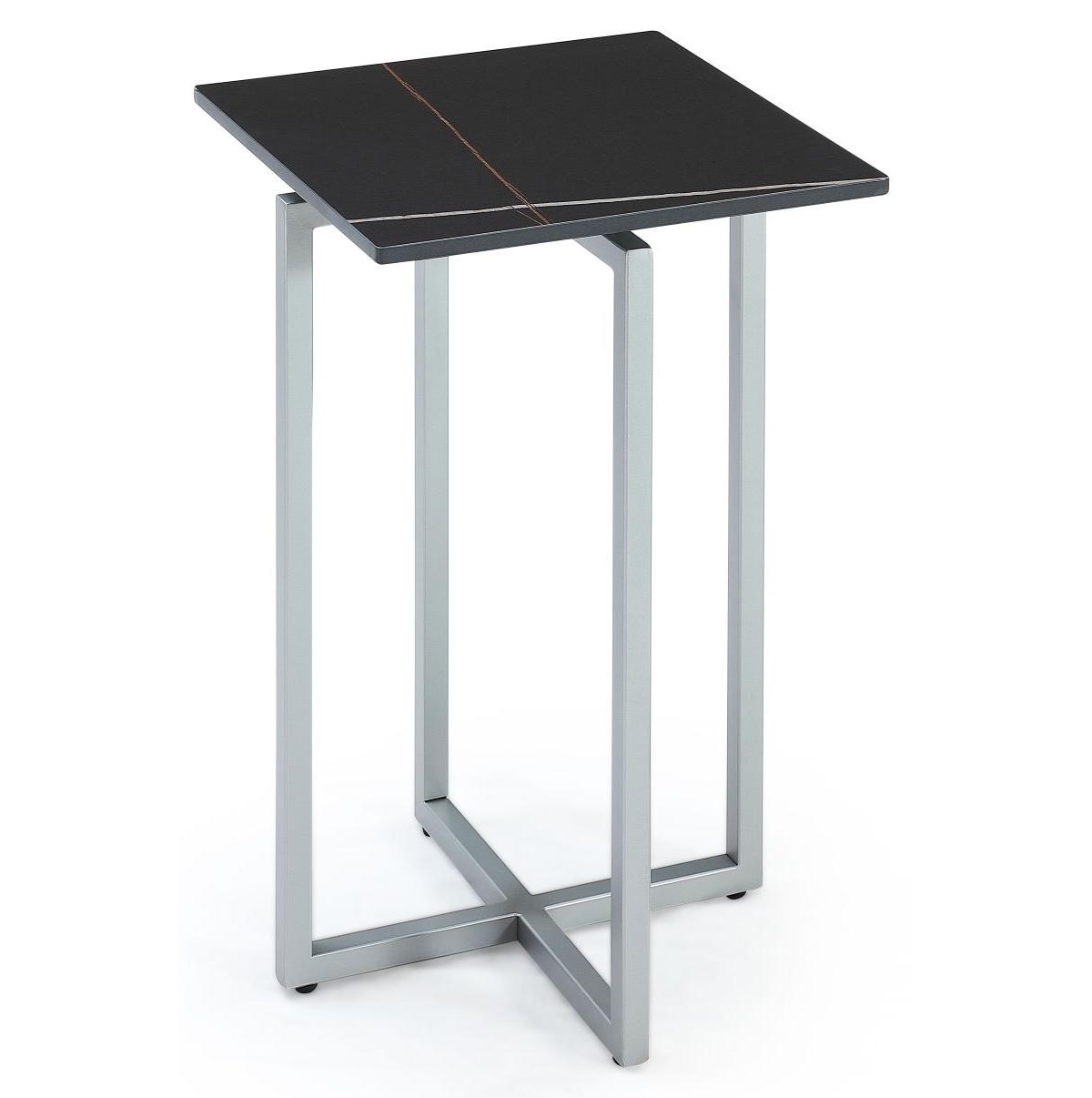 Macy's Emila 14" Square Sintered Stone Mix And Match Martini Table In Black,silver Sky