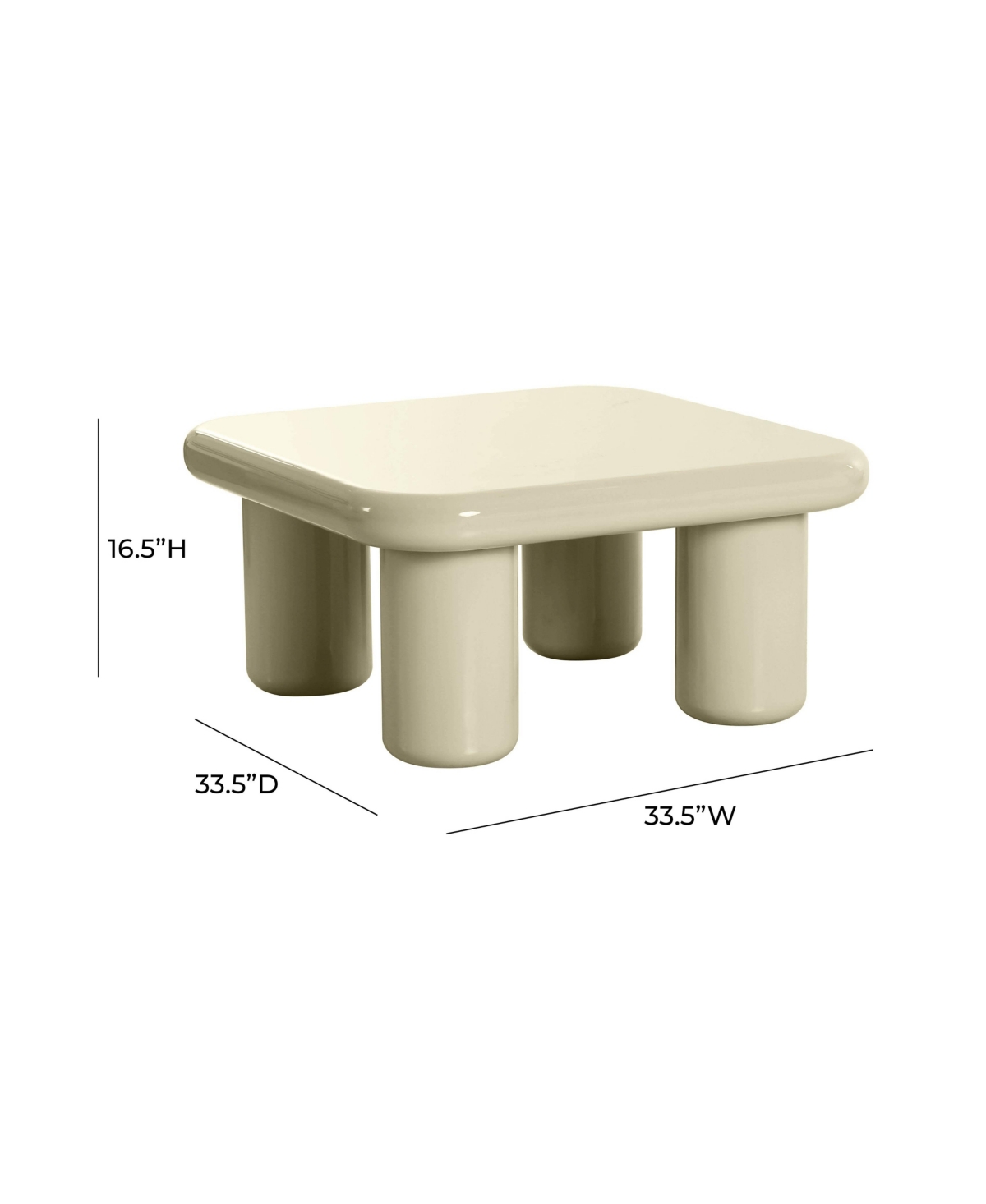 Tov Furniture 33.5" Wood Square Coffee Table In Cream