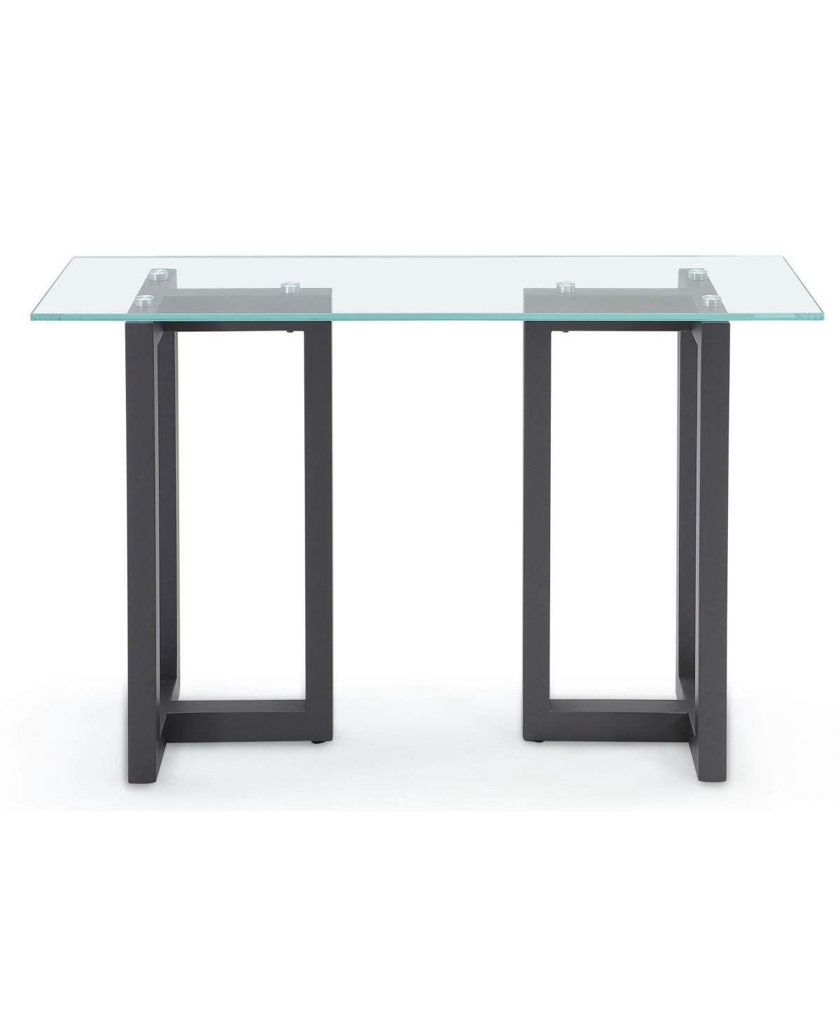 Macy's Emila 54" Glass Mix And Match Console Table In Ultra Clear Glass,gunmetal
