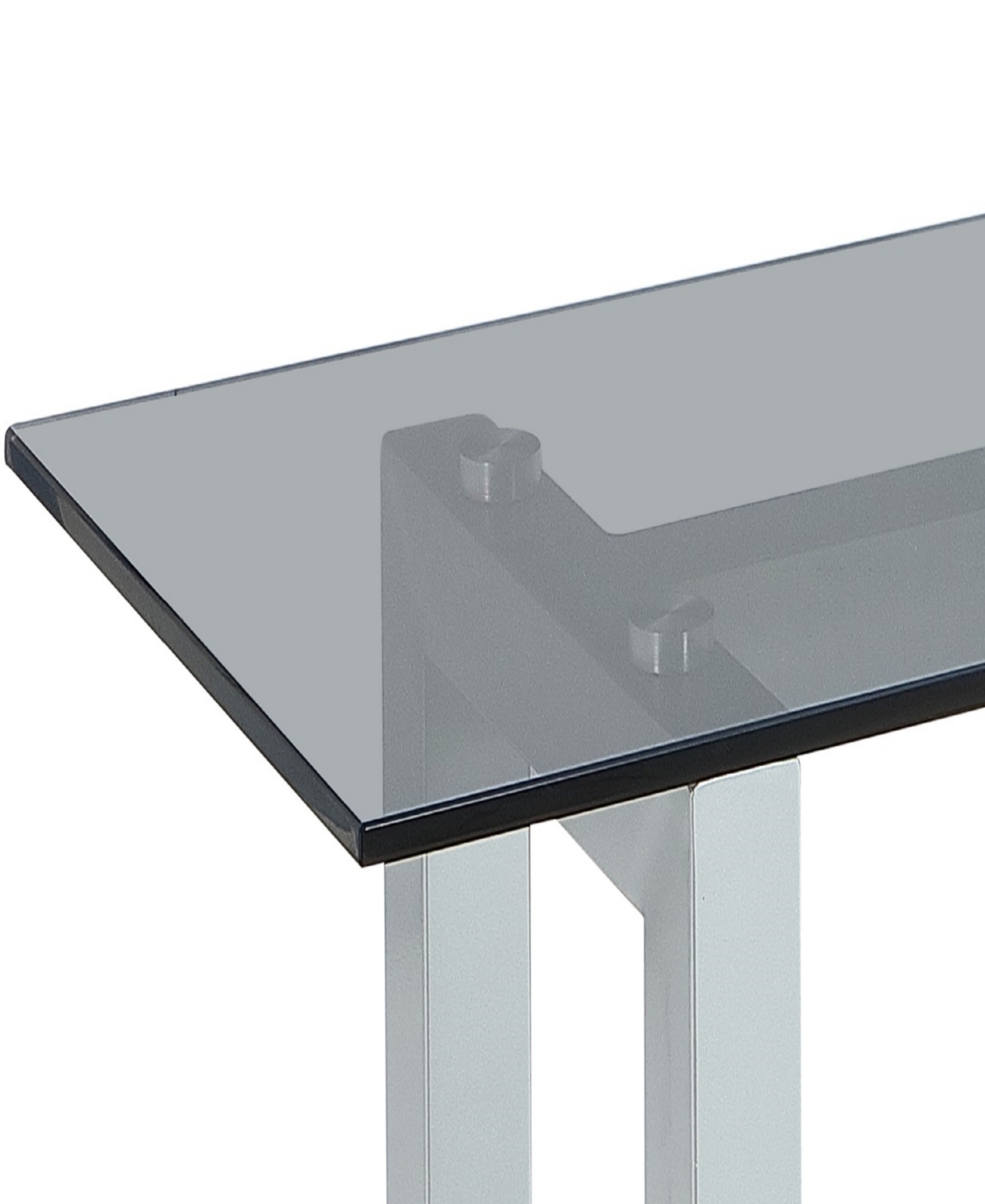 Macy's Emila 54" Glass Mix And Match Console Table In Smoked Glass,silver Sky