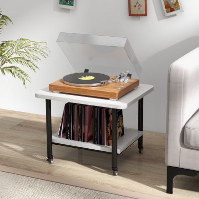 Under Desk Printer Stand with 360° Swivel Casters and Storage Shelves