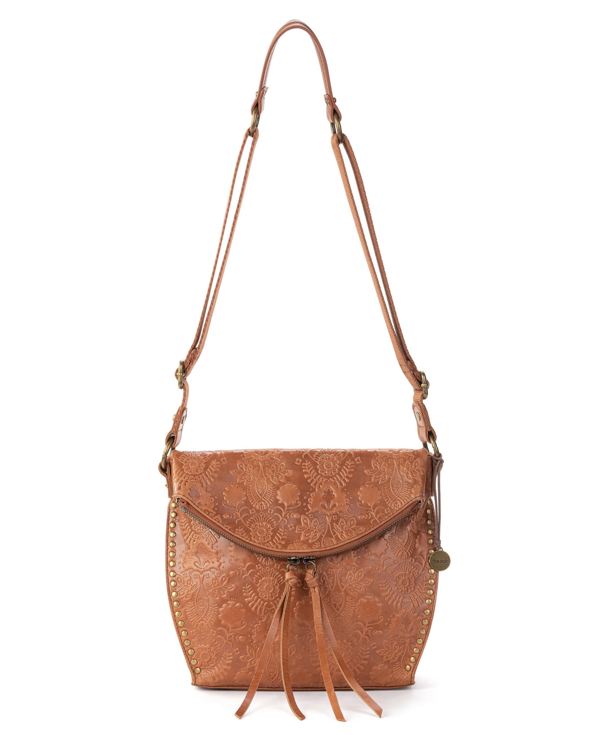 The Sak Women s Silverlake Leather Crossbody Bag Maritime Wave Emboss Smart Closet