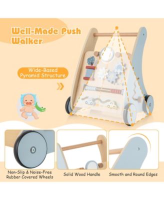 Wooden Baby Push and Pull Walker with Multi-Activity Learning Center