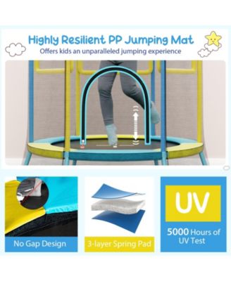 Mini Trampoline for Kids with Safety Enclosure Net and Foam Handles