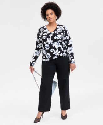 INC International Concepts Plus Size Dolman-Sleeve Surplice-Neck Top, Exclusively at Macy's