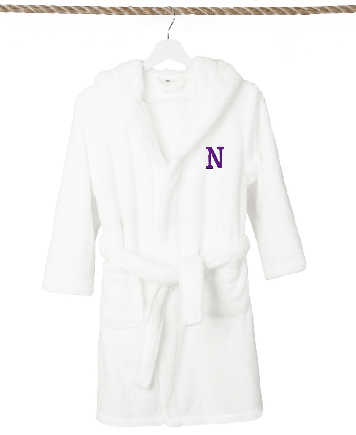 Shop Linum Home Personalized Kids Super Plush Hooded Bathrobe In White,purple N