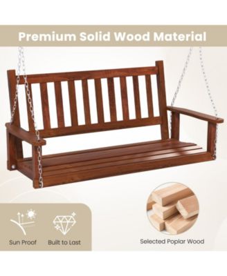 2-Person Wooden Outdoor Porch Swing with 500 lbs Weight Capacity