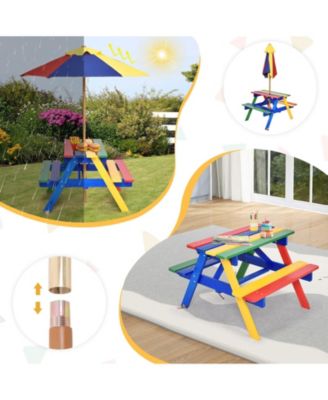 4 Seat Kids Picnic Table with Umbrella
