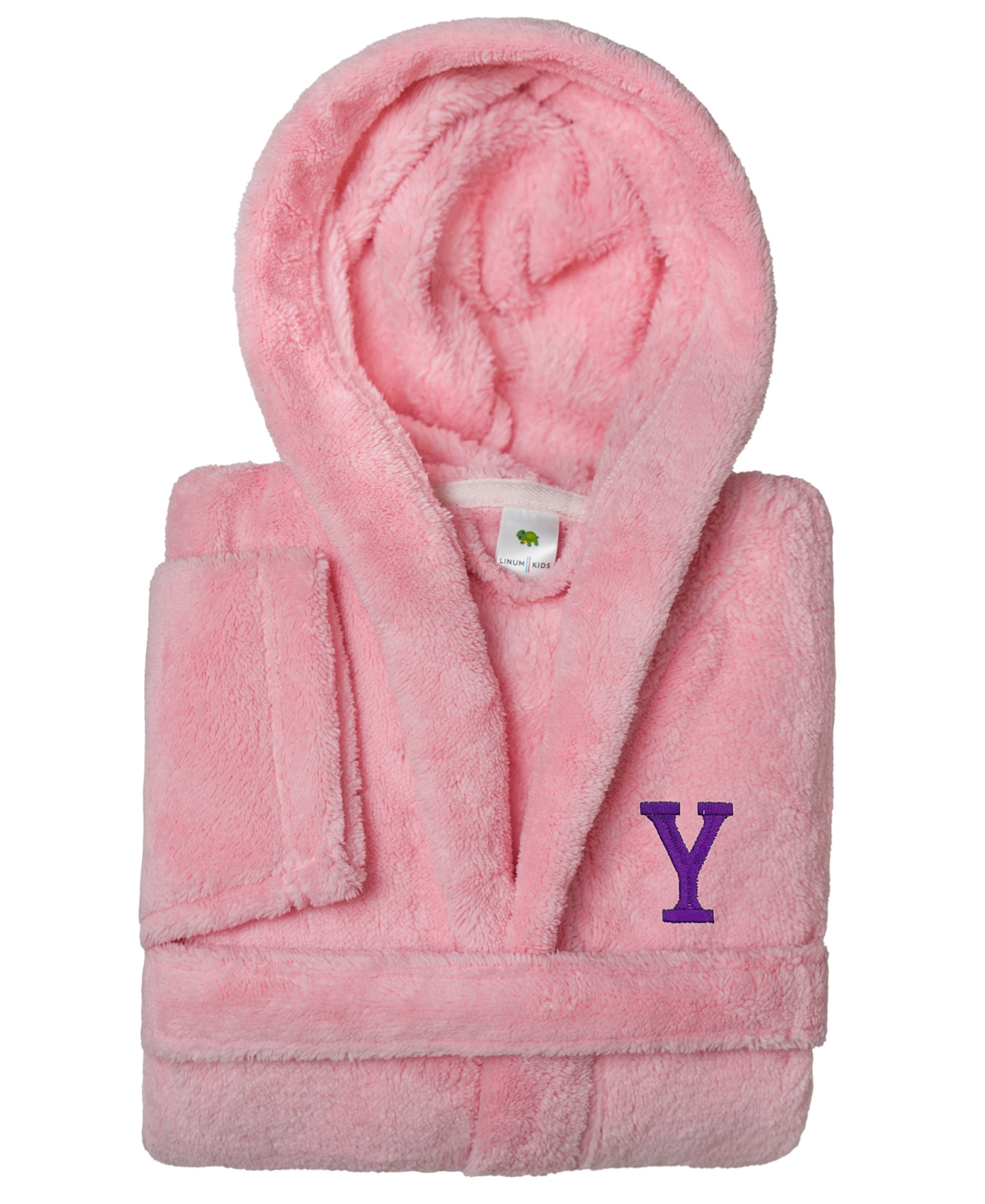 Linum Home Personalized Kids Super Plush Hooded Bathrobe In Pink,purple Y