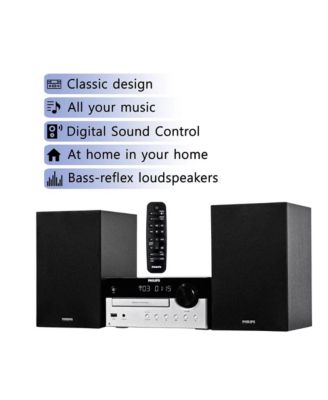 All-in-One Stereo System – CD Player, Bluetooth, FM Radio, USB & Aux Inputs, Remote Control, Compact Design, Superior Sound – Black