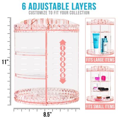 360 Rotating Makeup Organizer - Spinning cosmetics organizer, Adjustable Shelves for Make Up, Perfume & more