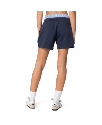 Women's Plaid Boxer Detail Sweat Shorts