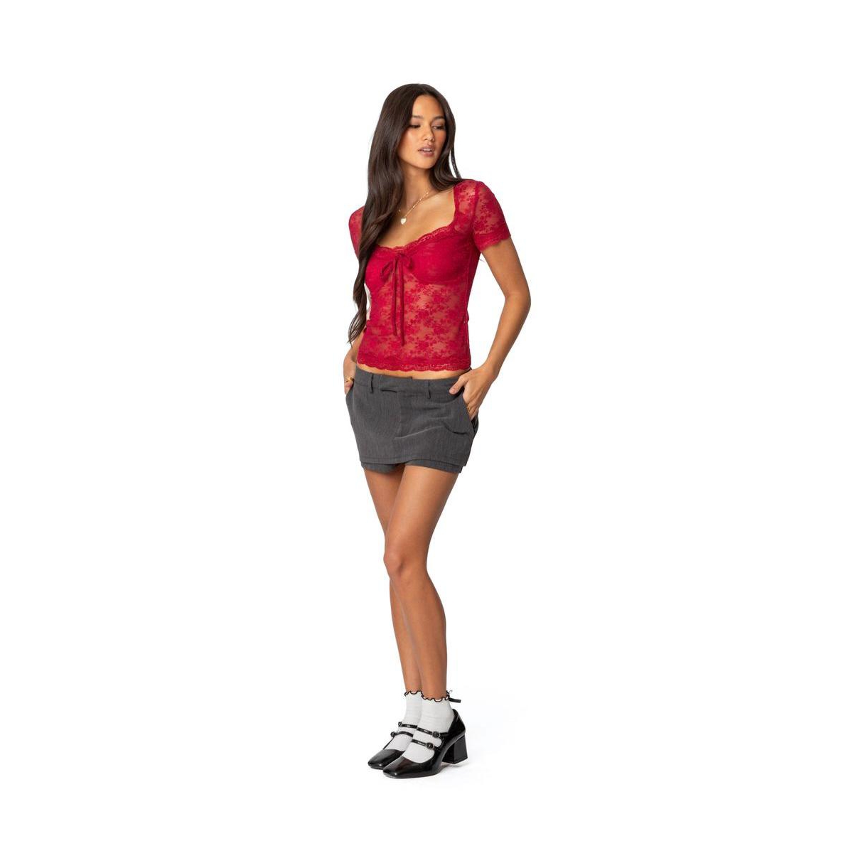 Edikted Women's Roxana Sheer Lace Top