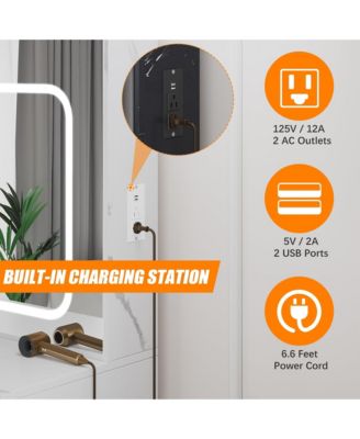 Vanity Desk with Sliding Mirror and Lights