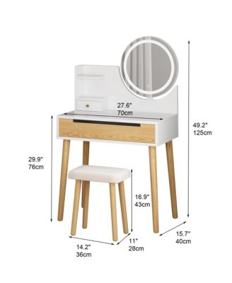 Vanity Desk with Stool - Makeup Table with Touch Light Mirror