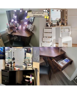 Vanity Desk with Mirror and Lights - Vanity with 3 Lighting Options