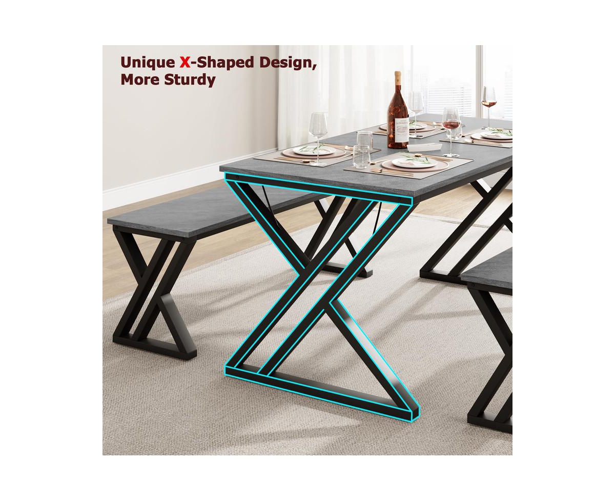 gaomon Kitchen Table with Benches, Dining Table Set for 4, Saving Space Dining Room Table Set for Kitchen, Dining Room, Apartment, Sturdy Metal Frame