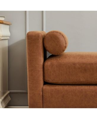 66" Upholstered Bench Daybed Ottoman with Wood Legs for Bedroom, Living Room, Entryway-The Pop Home