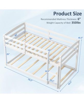 Twin Size Bunk Bed with High Guardrails and Integrated Ladder