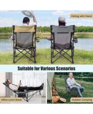Reclining Camping Chair with Detachable Footrest and Headrest