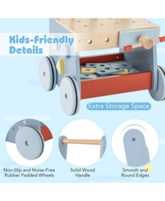 2-in-1 Toddler Wooden Baby Push Walker with Multi-Activity Center