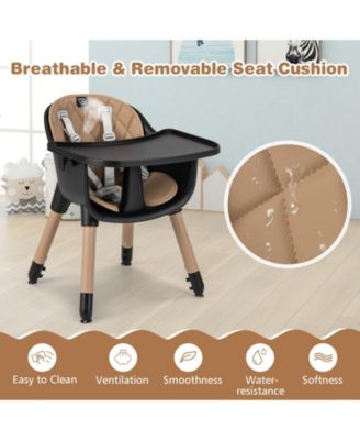 4-in-1 Baby Convertible Toddler Table Chair Set with PU Cushion