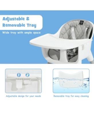 4-in-1 Baby Convertible Toddler Table Chair Set with PU Cushion