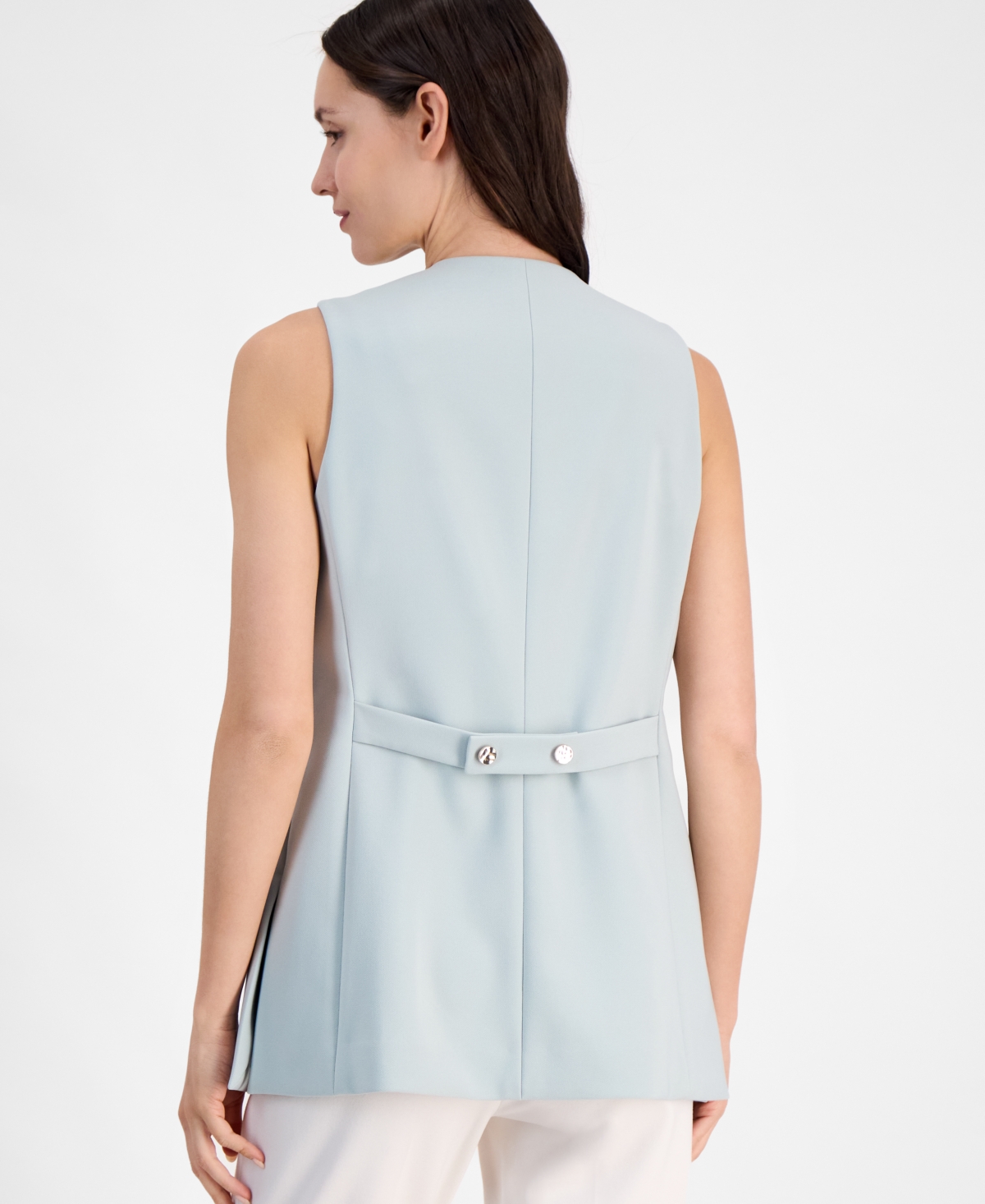 ANNE KLEIN WOMEN'S STRETCH SLEEVELESS V-NECK VEST 