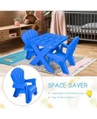 3-Piece Plastic Children Play Table Chair Set