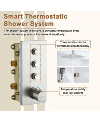 3 Functions 12 Inch Ceiling Mounted Thermostatic Shower System