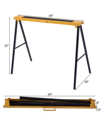 2 Pack Heavy Duty Sawhorse with Steel Folding Legs