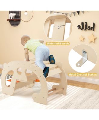 2-in-1 Rocking Horse Arch for Kids Montessori Climbing Toys with Arch Climber