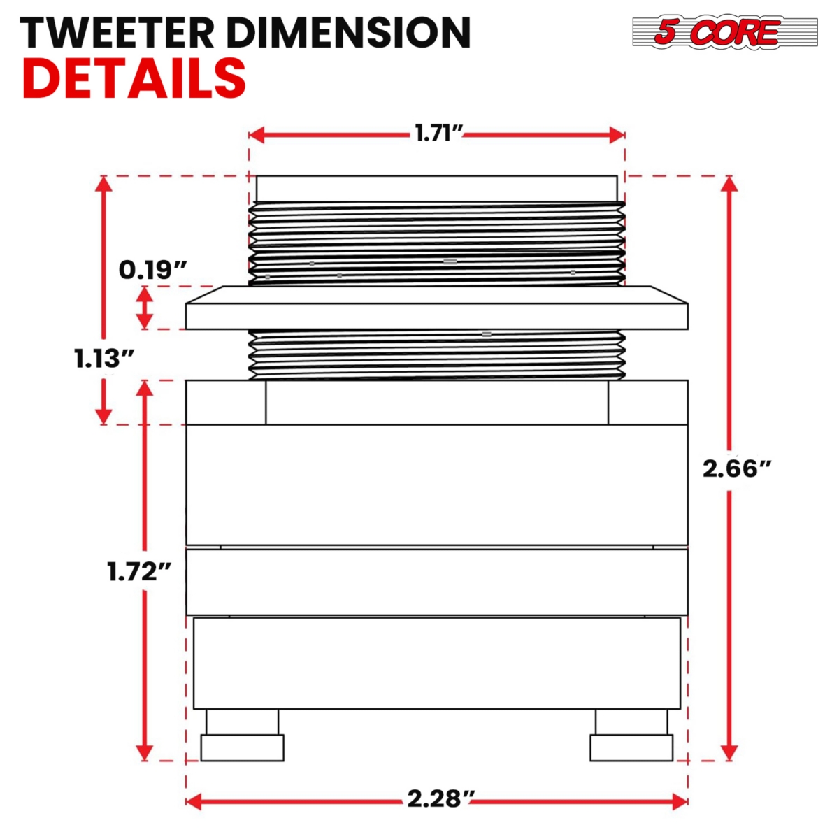 5 Core High-Performance Neodymium 300W High Compression Bullet Super Tweeters Tweeters 25.4mm Voice Coil