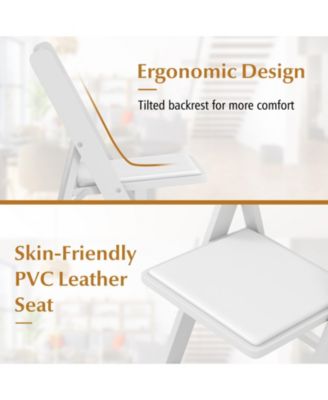 Set of 4 Dining Chairs Foldable Kitchen Chair with Rubber Wood Legs and Padded Seat