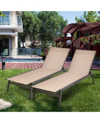 Outdoor Reclining Chaise Lounge Chair with 6-Position Adjustable Back