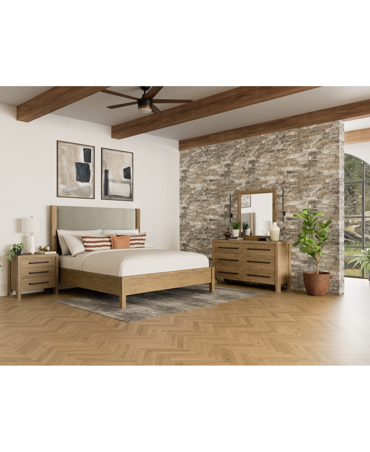 MACY'S DAVIE 3-PC. KING SET (UPHOLSTERED BED, DRESSER & 3-DRAWER NIGHTSTAND) 
