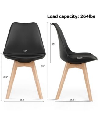 Set of 4 Dining Chairs Mid-Century Modern Shell PU Seat with Wooden Legs