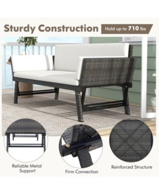 Outdoor Convertible Sofa Daybed with Adjustable Armrests for Balcony-Off