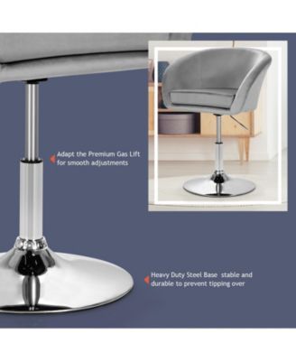 360 Degree Swivel Makeup Stool Accent Chair with Round Back and Metal Base