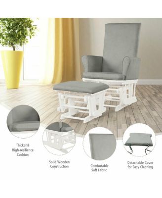 Baby Nursery Relax Rocker Rocking Chair Glider and Ottoman Cushion Set