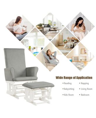Baby Nursery Relax Rocker Rocking Chair Glider and Ottoman Cushion Set