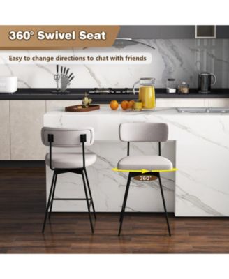 25 Inch 2-Piece Modern Upholstered Bar Stools with Back and Footrests