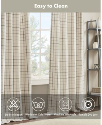 Anaheim Plaid Curtain 1 Panel for bedroom, Rob Pocket/Back Tab fit up to 1.25 inches rod Single Curtain Panel for Living Room, Width 50 length 95 inches, Fleece Lining Brown 1 Window Panel