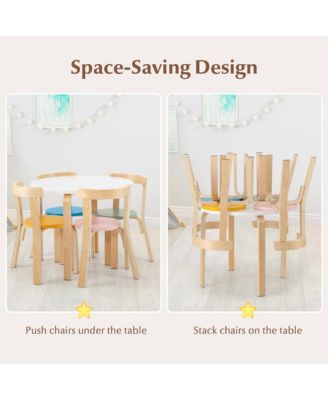 5-Piece Kids Wooden Curved Back Activity Table and Chair Set