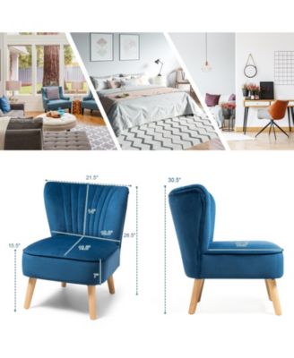 Modern Armless Velvet Accent Chair with Wood Legs