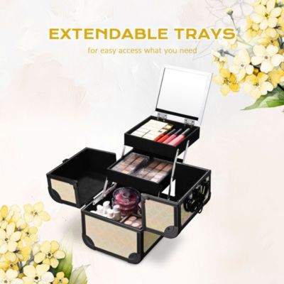 3-Piece Makeup Train Cases Cosmetic Organizer Kit Grace ForgetMeNo
