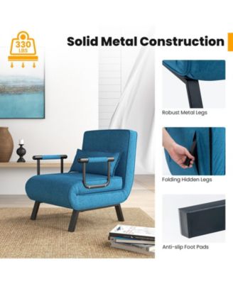 Folding 6 Position Convertible Sleeper Bed Armchair Lounge Couch with Pillow