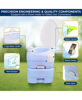 20-Liter Outdoor Portable Toilet with Extra Large Seat, Moonwhite